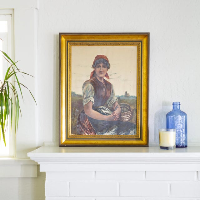 Textile Master Study Peasant Girl Genre Painting by Eduard Von Grützner For Sale - Image 7 of 10