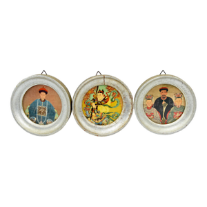 Antique Italian Florentine Chinoiserie Miniature Decor Silver Wall Frames- Set of 3