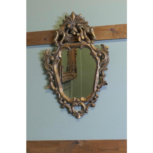 Small Baroque Style Gilt Wall Mirror, 1890s For Sale - Image 4 of 9