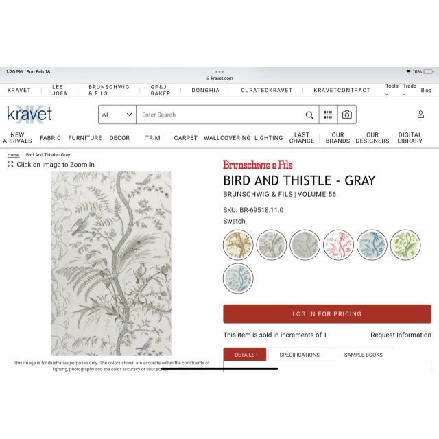 Brunschwig and Fils Bird and Thistle in Gray Pillows - a Pair For Sale - Image 4 of 4