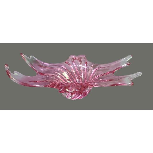 Pink Vintage Mid-Century Modern Italian Art Glass Abstract Large Centerpiece Bowl For Sale - Image 8 of 11