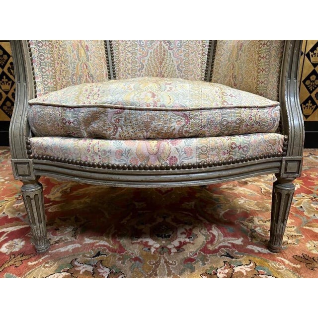 Louis XVI Style Wingback Armchair For Sale - Image 4 of 10