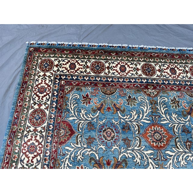 Blue Sultanabad Hand-Knotted Wool Rug - 6'8" X 9'10" For Sale - Image 11 of 15