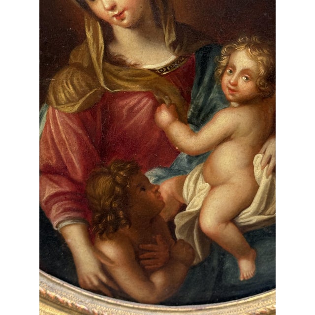 Virgin and Child with Saint John the Baptist, 1750, Oil Painting For Sale - Image 6 of 10