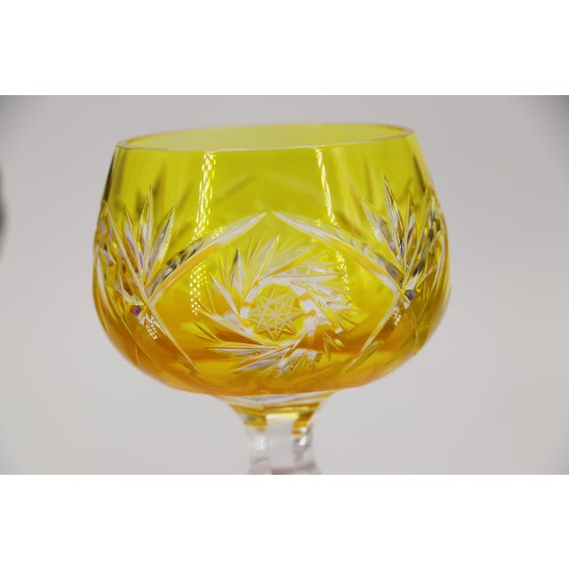 1900s Set of Six Colored Bohemia Crystal Wine Glasses For Sale - Image 14 of 16