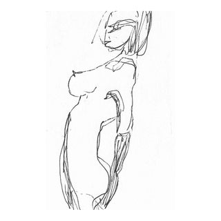 Jim Guest Standing Female Nude Miniature Drawing For Sale