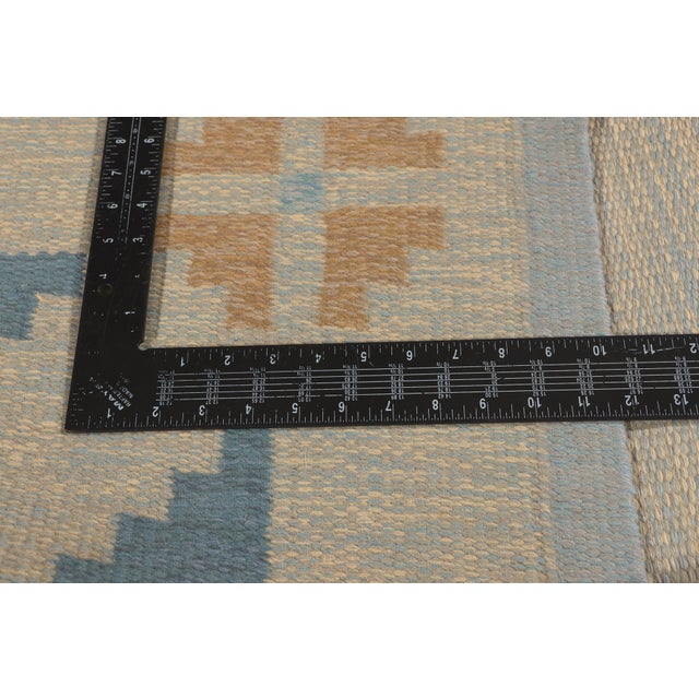 Sky Blue Vintage Swedish Rollakan Rug, 04'06 X 06'11 For Sale - Image 8 of 11