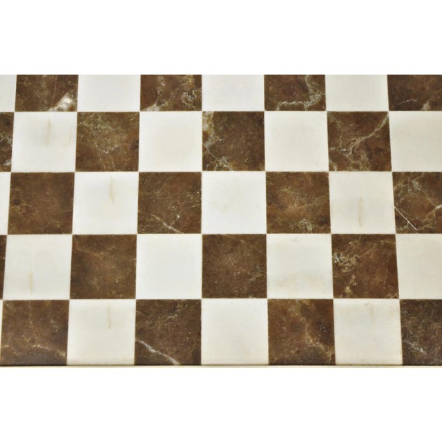 Mid-Century Modern Vintage Mid Century Modern Mosaic Brown Marble Stone Chess Game Checkerboard For Sale - Image 3 of 13