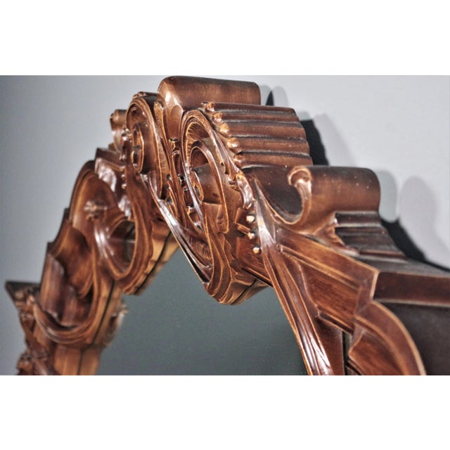 Wood Mirror with Clock, 1960s For Sale - Image 4 of 15