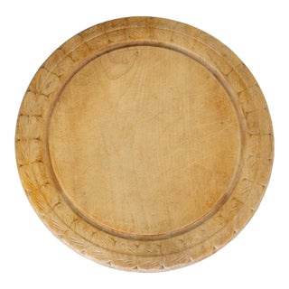 19th Century English Bread Board With a Hand Carved Wreath For Sale