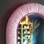 Mid-Century Modern Fabulous Custom-Made Mauve Ruched Silk Taffeta Oval Wall Mirror For Sale - Image 3 of 9