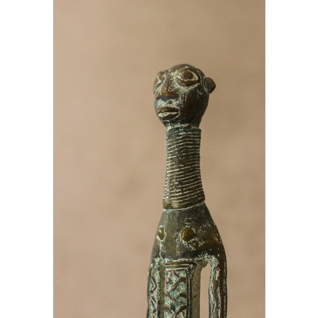 Vintage Benin Bronze Sculpture For Sale - Image 9 of 10