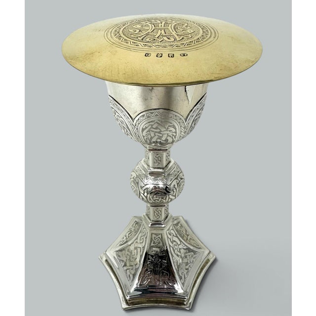 Antique Sterling Silver Wine Religious Goblet Chalice Irish 1919 For Sale - Image 11 of 13