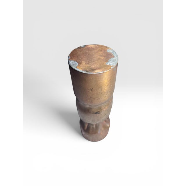 1970s Vintage Brutalist Sculptural Copper Candle Holder, Mid-Century Modern Studio Art, 9.25” For Sale - Image 5 of 5