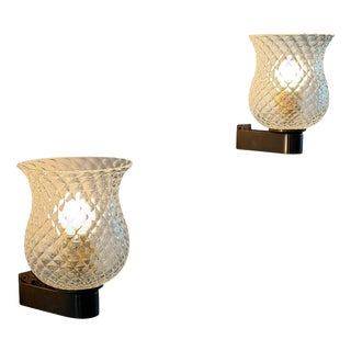 Wall Lights attributed to Archimede Seguso for Seguso Vetri d'Arte, 1940s, Set of 2 For Sale