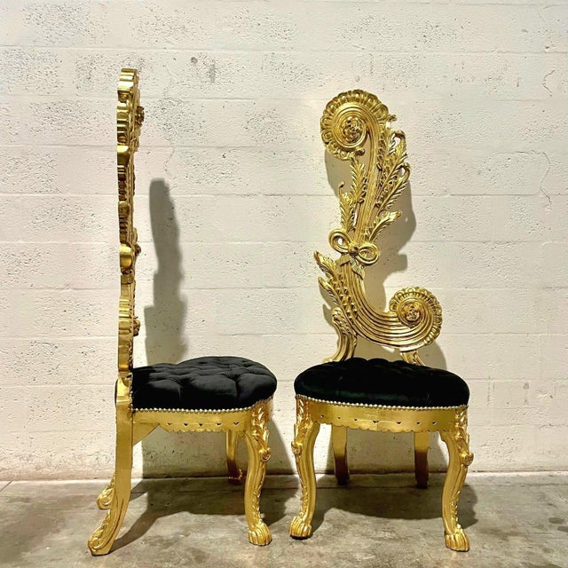 Elevate your space with this exquisite Italian Baroque-style throne chair. Standing 64" tall, it features a dramatic high...