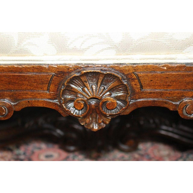 Antique French Louis XIV Style Carved Walnut Ivory White Arm Chairs - Set of 2 For Sale - Image 9 of 18