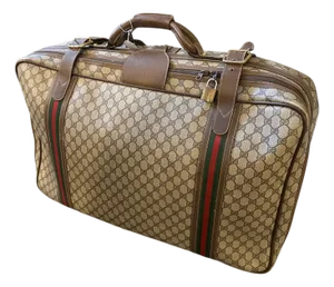 1970s Iconic Gucci Gg Monogram Canvas and Web Stripes Suitcase