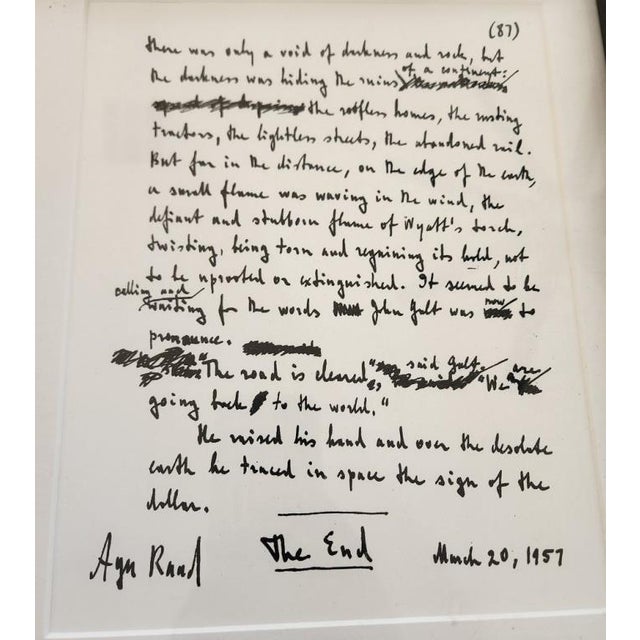 Ayn Rand's Facsimile Handwritten Manuscript Pages for "Atlas Shrugged" For Sale - Image 4 of 6