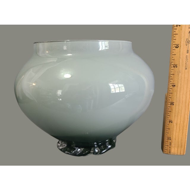 Late 20th Century Vintage Venetian Hand Blown Cased Art Glass Smoke Gray Rose Bowl Vase For Sale - Image 5 of 6