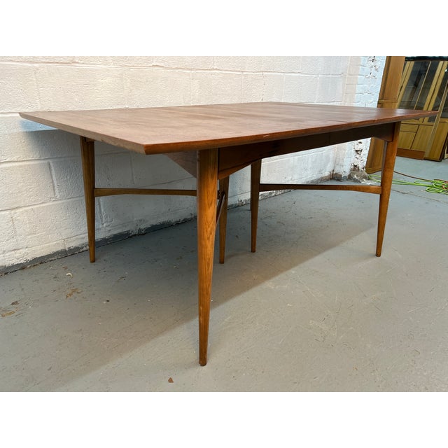 Mid 20th Century Tapered Walnut Expanding Leaf Table For Sale - Image 10 of 13