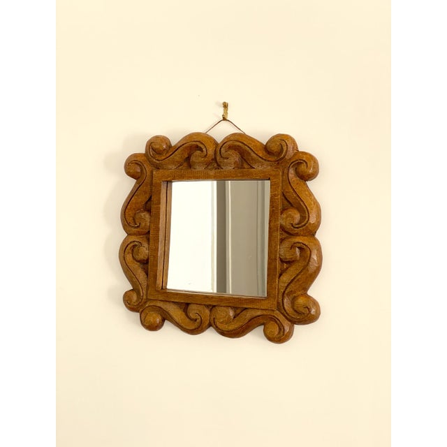 Wall Mirror in Carved Wooden Frame For Sale - Image 3 of 3