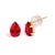 Contemporary 18K Yellow Gold 5X7 MM Created Pear Ruby Solitaire Stud Earrings, Pair For Sale - Image 3 of 4