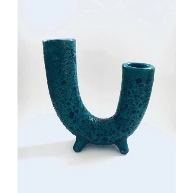 Brutalist Art Pottery Studio Fat Lava Horn Spout Vase, Belgium, 1960s For Sale - Image 12 of 12