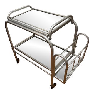 Vintage 1950's Jacques Adnet Bar Cart For Sale