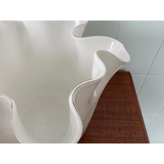 Italian Handkerchief Vase in Opaline White Murano Glass, 1970s For Sale - Image 15 of 16