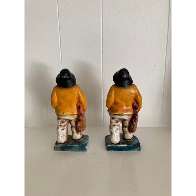 Folk Art Vintage “Old Salt“ Gloucester Fisherman Cast Iron Doorstops/Bookends For Sale - Image 3 of 8