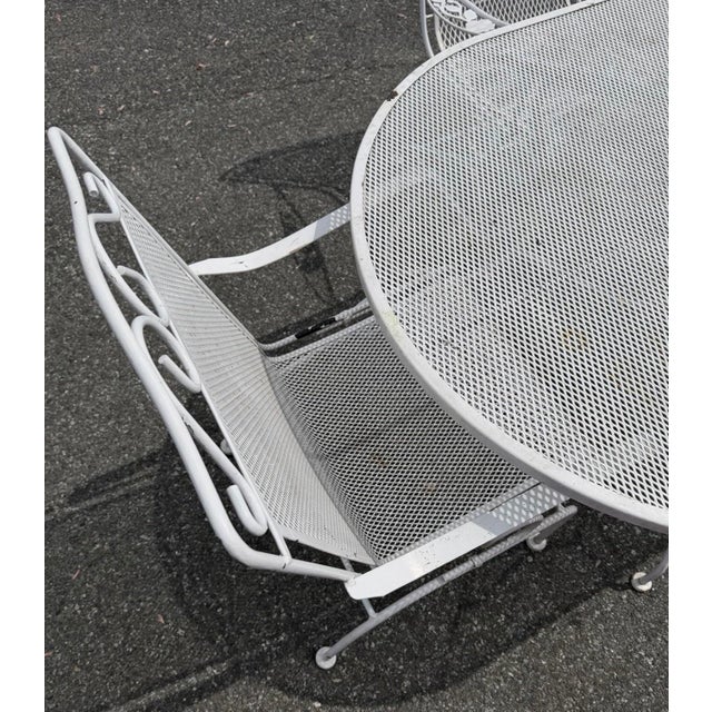 Metal 1970s Beautiful Wrought Iron Woodard Patio Set Table & 4 Chairs, Attributed For Sale - Image 7 of 12