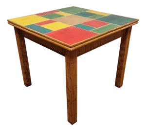 Italian Folding Table in Rattan and Bamboo , 1970s
