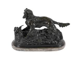 Pierre-Jules Mêne, Spaniel Dog, 19th Century, Bronze on Marble Base