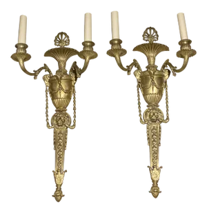 1920's French Empire Bronze Sconces - Pair