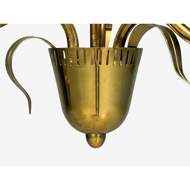 1950s Idman, Finnish Modern, Pendant Light, Brass, Pink Tinted Glass For Sale - Image 13 of 14