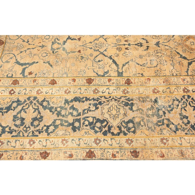 Textile Authentic Persian Tabriz Handmade Wool Rug For Sale - Image 7 of 9