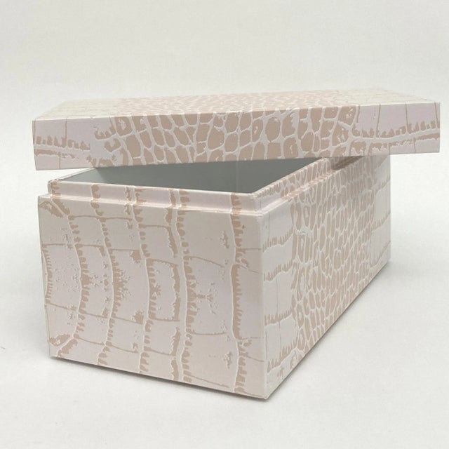 2020s Pink Crocodile Pattern American Made Wood Box For Sale - Image 5 of 10
