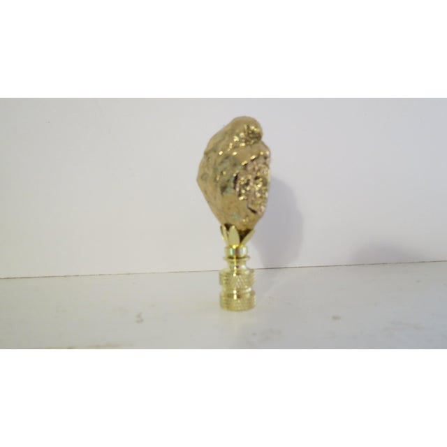 Beautiful original crystal geode table lamp finial with white, clear and silver inclusions, backed in 14 KT Gold and set...