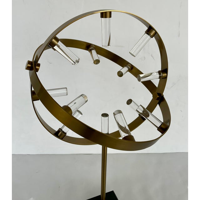 Modern Brass and Black Marble Sphere Sculpture For Sale - Image 4 of 4