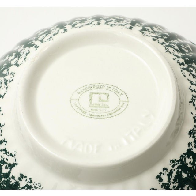 Arts & Crafts Vintage Roma Inc. 8-Piece Set of Vintage Green & White Ceramic Spongeware Dishes For Sale - Image 3 of 7