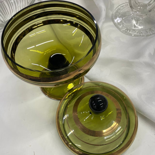 Vintage European Art Glass Lidded Candy Dish For Sale - Image 4 of 7