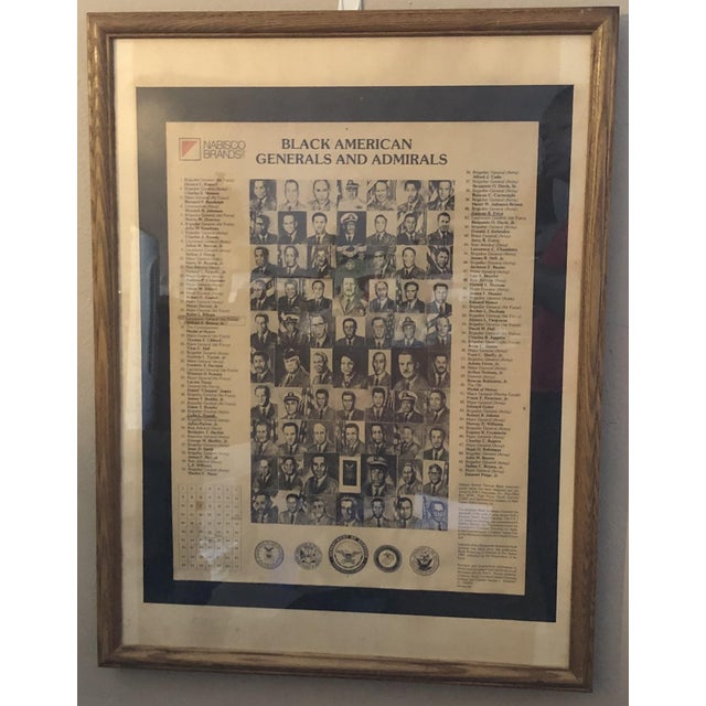 1980s Framed "Black American Generals & Admirals" Educational Art Poster For Sale - Image 10 of 10
