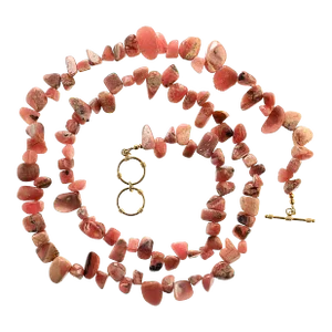 Ajd 31 Inch Rhodochrosite Highly Polished Tumbled Nugget Necklace