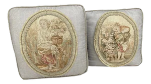 19th Century Aubusson Tapestry Pillows - a Pair