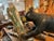 Farmhouse 1940s Americana Folk Art Hand-Carved Wood Bear Statue For Sale - Image 3 of 7