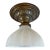 1920s Clamshell Milk Glass Flushmount Light Fixture on Brass Canopy For Sale