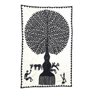 Artisan Hand-Stitched Appliqué Tree of Life Wall Hanging For Sale