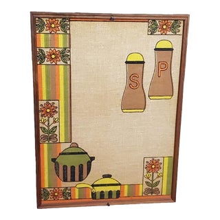 Vintage Framed Burlap Wall Art For Sale