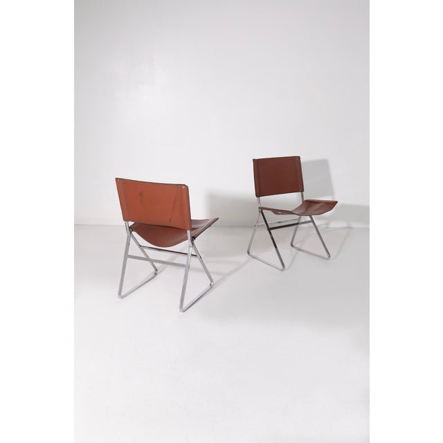 Metal Vintage Leather Chairs by Pierre Cardin, 1960, Set of 4 For Sale - Image 7 of 11